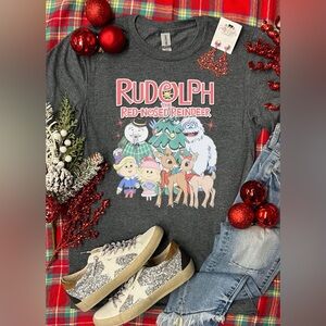 Rudolph the Red-Nosed Reindeer Graphic T-Shirt - Gray
